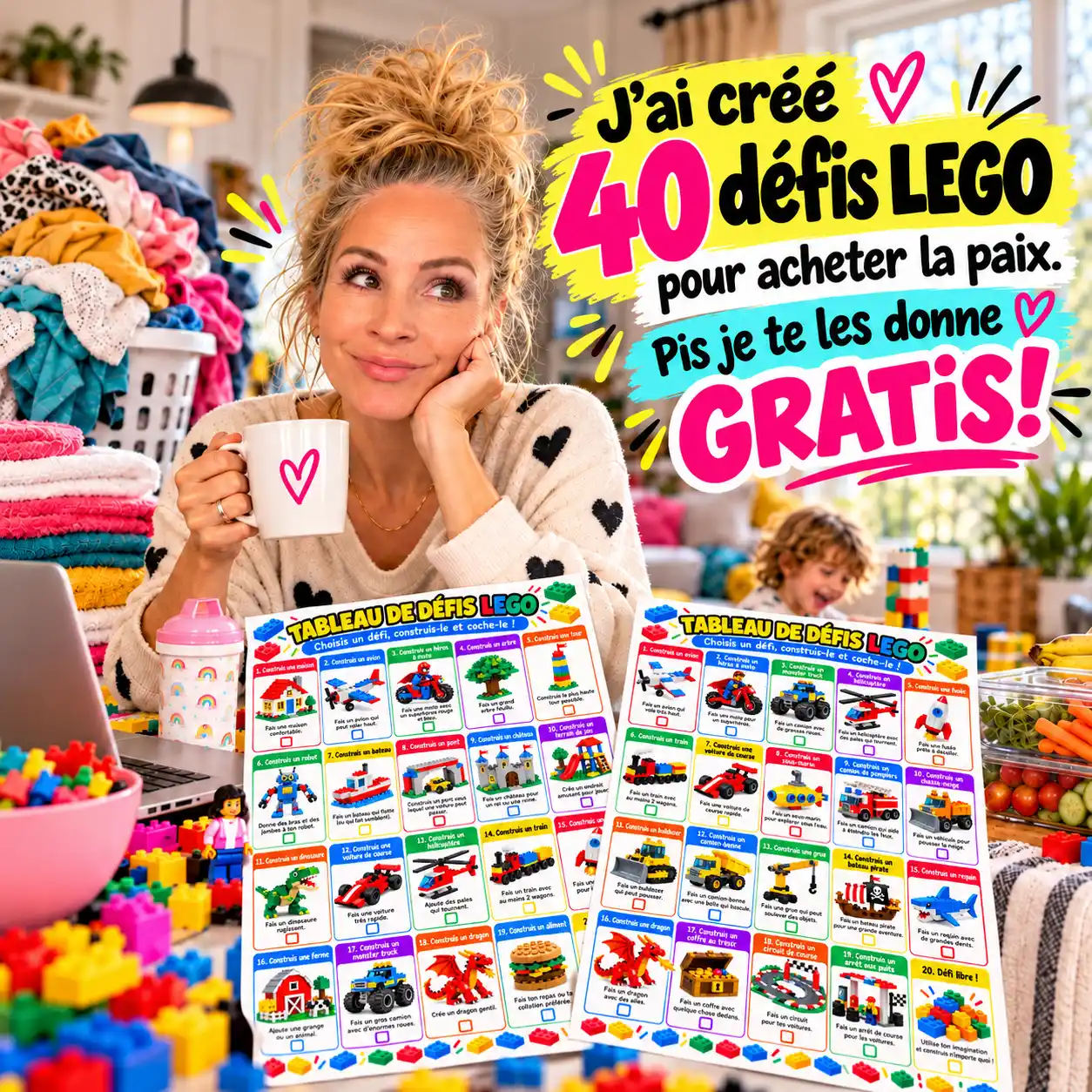 Occupe ton enfant, pas ta charge mentale : 40 défis LEGO gratuits!
